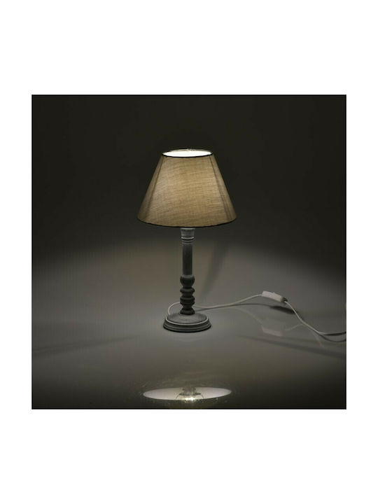 Click Wood Table Lamp with Gray Shade and Base