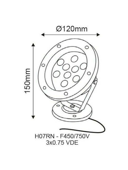 Aca Aussenstehlampe Projektor LED Außenbereich 6W RGB IP68 Silber