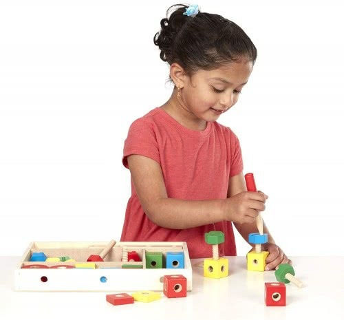 Melissa & Doug Wooden Construction Toy Construction Building Set in a Box for Children 4+ years old+ Years