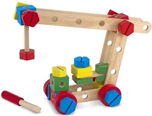 Melissa & Doug Wooden Construction Toy Construction Building Set in a Box for Children 4+ years old+ Years