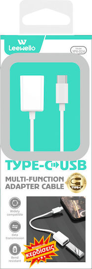 Leewello Μετατροπέας USB-C male σε USB-A female Λευκό 1τμχ YPX-024