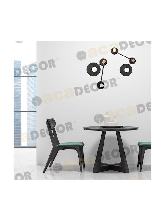 Aca Clock Modern Lamp Wall with Socket E27 Black 74x74x23cm