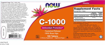 Now Foods C-1000 Sustained Release Antioxidant Protection With Rose Hips Vitamina pentru Energie & Întărirea Sistemului Imunitar 1000mg 100 file