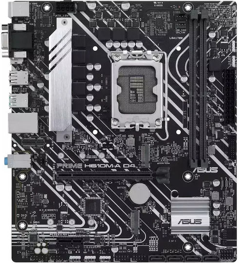 Asus Prime H610M-A D4-CSM Motherboard Micro ATX με Intel 1700 Socket 90MB19P0-M0EAYC