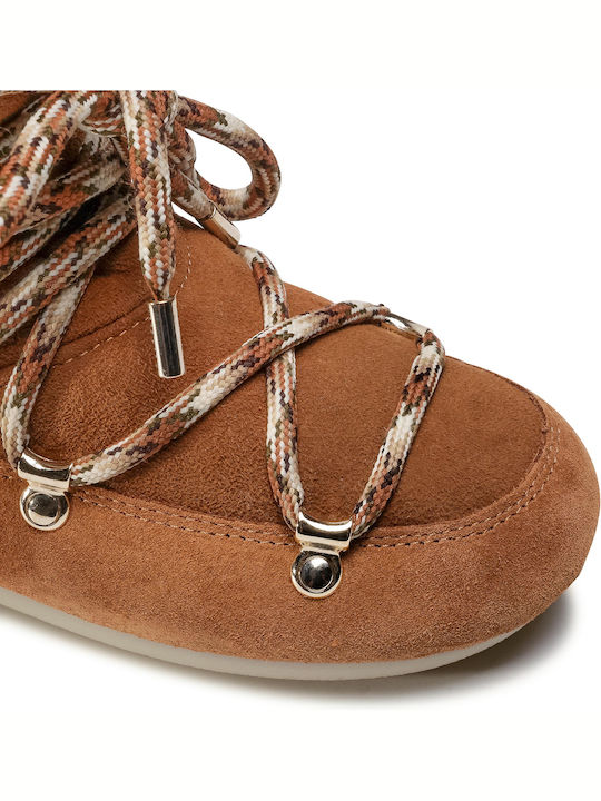 Snow Boots with Laces & Fur Side High Shearling Whisky/Off White