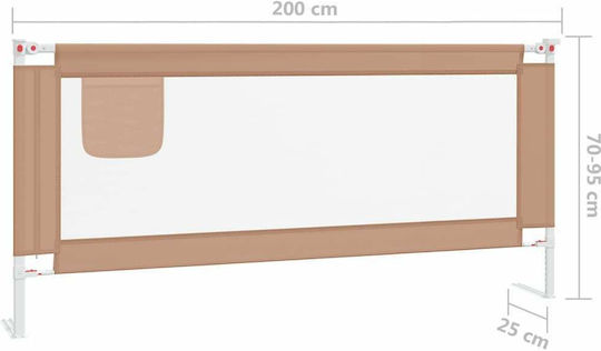 vidaXL Pliabil Bară de protecție pentru pat Montaj simplu în Culoare Maro 200x25x95εκ. 1buc