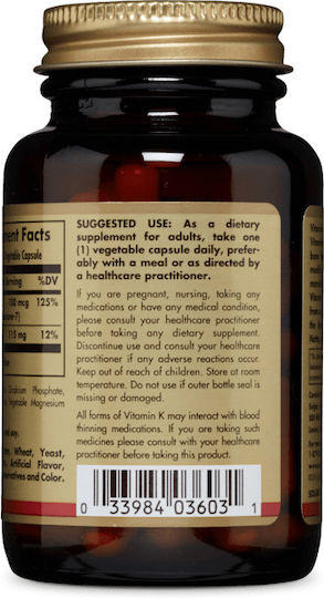 Solgar Vitamin K2 (MK-7) 100mcg Vitamin for Bone Health 100mcg 50 veg. caps