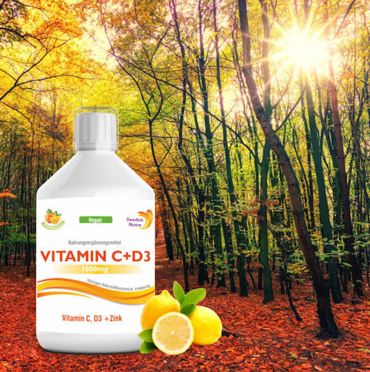 Swedish Nutra Vitamin C Βιταμίνη για Ενέργεια & Ενίσχυση του Ανοσοποιητικού 1000iu 1000mg Πορτοκάλι 500ml
