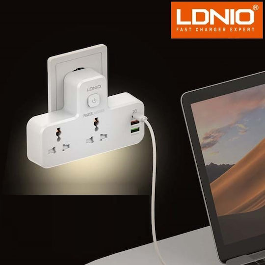 Ldnio SC2311 Socket Adapter From Universal To Greece With 3 USB Ports