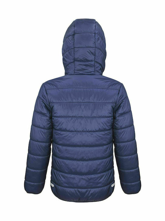 Kinder Gestepptes Kurzes Kinderjacken mit Futter & Kapuze Marineblau