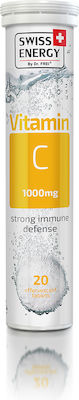 Swiss Energy Vitamin C Vitamin for Immune System Boost, Skin & Antioxidant Action 1000mg 20 eff. tabs