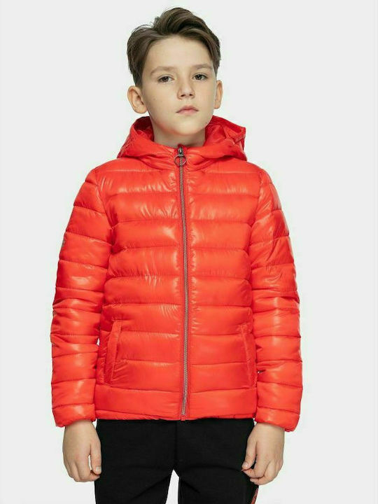 Kids' Quilted Jacket Short with Hood Red