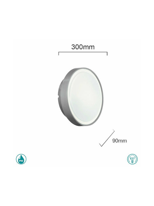 Ondaluce Petar Outdoor Ceiling Flush Mount in Gray Color PL.PETAR/GRIGIO