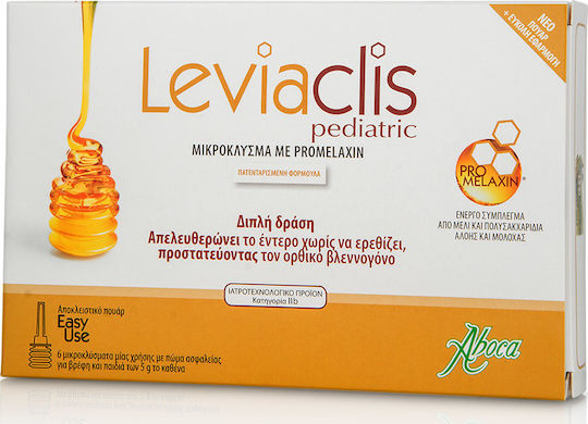 Aboca Leviaclis Pediatric Микроклизма при Запек Подходяща за Деца с Promelaxin 6 Броя