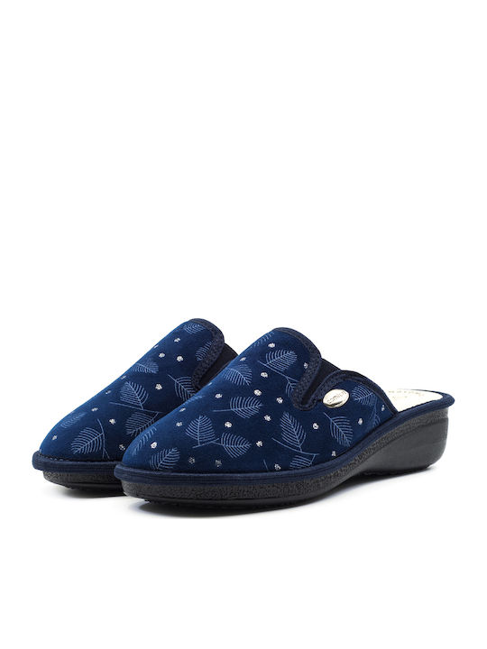 Anatomische Lederne Damen Hausschuhe Blau