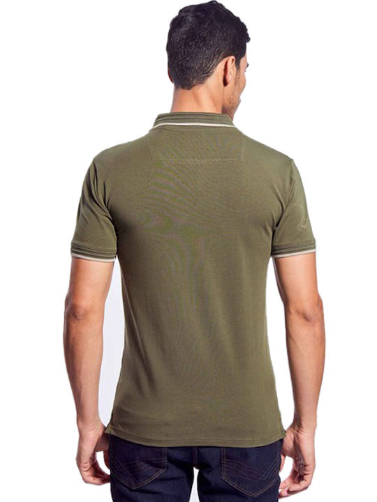 Guess Bluza Bărbătească cu Mânecă Scurtă Polo Olive Morning