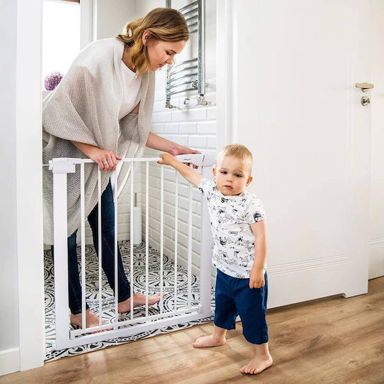 Babyono Foldable Security Door Simple Placement made of Metal in White Color 75x77.5cm 1pcs