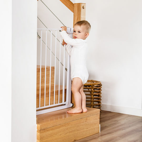 Babyono Foldable Security Door Simple Placement made of Metal in White Color 75x77.5cm 1pcs
