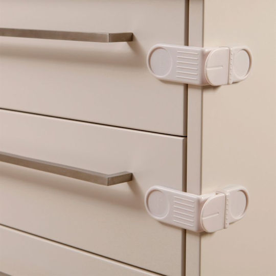 Dreambaby Cabinet & Drawer Lock with Sticker made of Plastic in White Color 11.6εκ. 2pcs