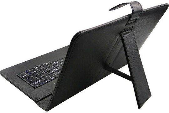 Flip Cover Δερμάτινη με Πληκτρολόγιο στα Αγγλικά US Μαύρη (Universal 10")