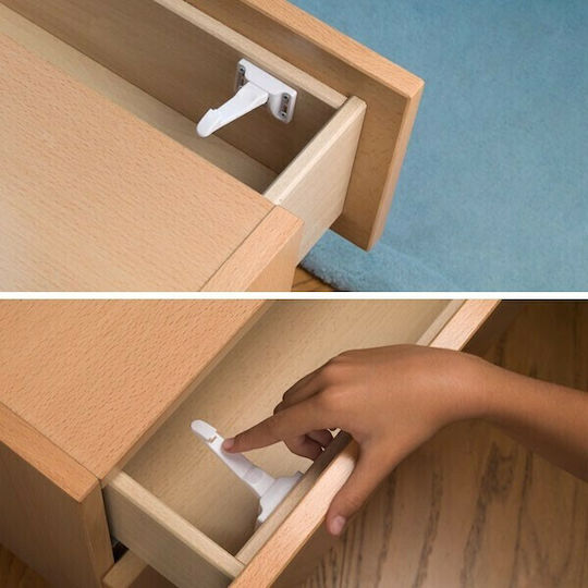 Inofix Cabinet & Drawer Lock with Screws, βιδωτό, βιδωτο made of Plastic in White Color 4.8x4.8cm 2pcs