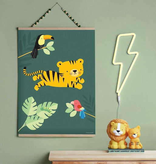 A Little Lovely Company Led Kids Decorative Lamp Tiger Yellow 10.7x14.5x9.6εκ.