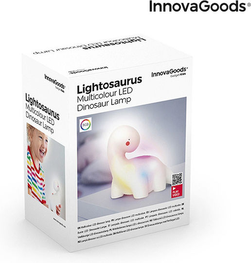 InnovaGoods Lumini LED Lampă decorativă pentru copii Lightosaurus cu Schimbări de Culori Alb 13x12x8εκ.