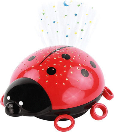 Heitech LED Kinderprojektorlampe Berührung Ladybug mit Sternenprojektion Rot
