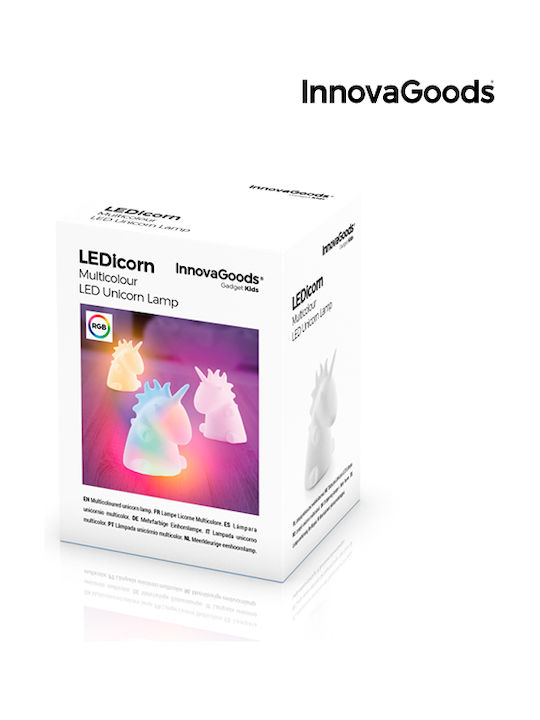InnovaGoods Led Παιδικό Διακοσμητικό Φωτιστικό Μονόκερος με Εναλλαγές Χρωματισμών Λευκό