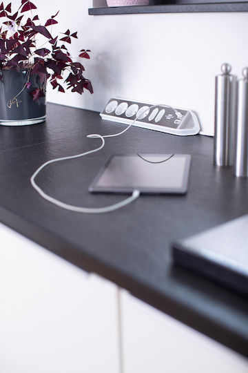 Brennenstuhl Power Strip 6 Positions with 2 USB-A and Cable 2m Silver