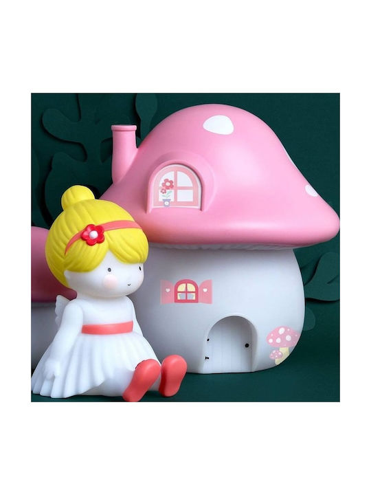 A Little Lovely Company Led Παιδικό Διακοσμητικό Φωτιστικό Mushroom House Ροζ 17.5x17.5x19εκ.