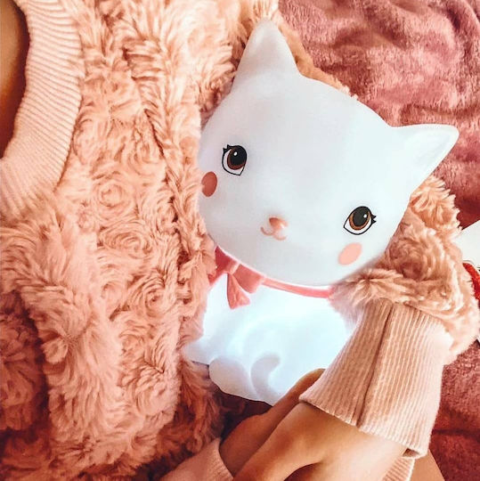 A Little Lovely Company Led Kids Decorative Lamp Kitty with Color Changes White 10.5x8.5x15.3εκ.