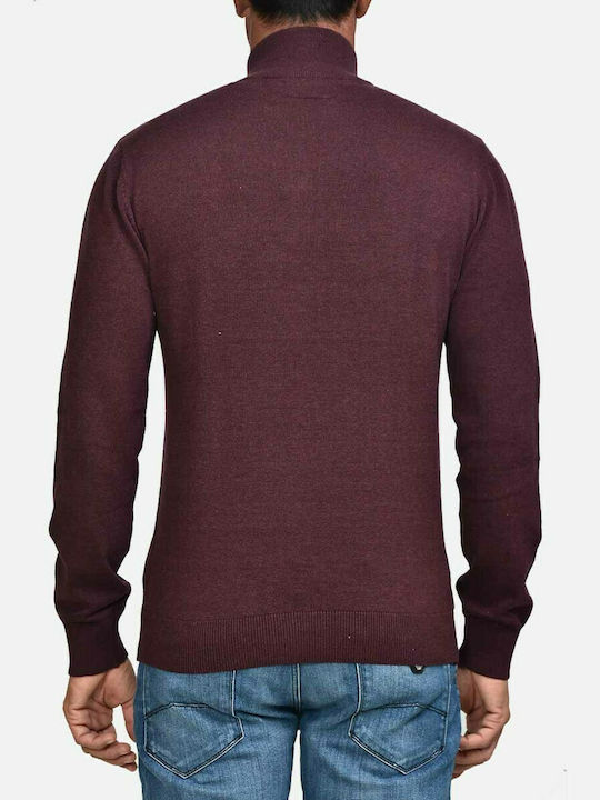 Marcus Men's Long Sleeve Sweater with Zipper Burgundy