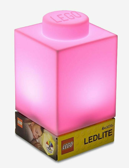 Joy-Toy Lumini LED Lampă decorativă pentru copii Lego Brick Roz 8x8x15εκ.