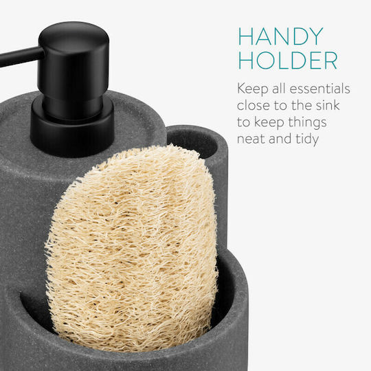 Navaris Tabletop Plastic Dispenser for the Kitchen with Sponge Holder Gray