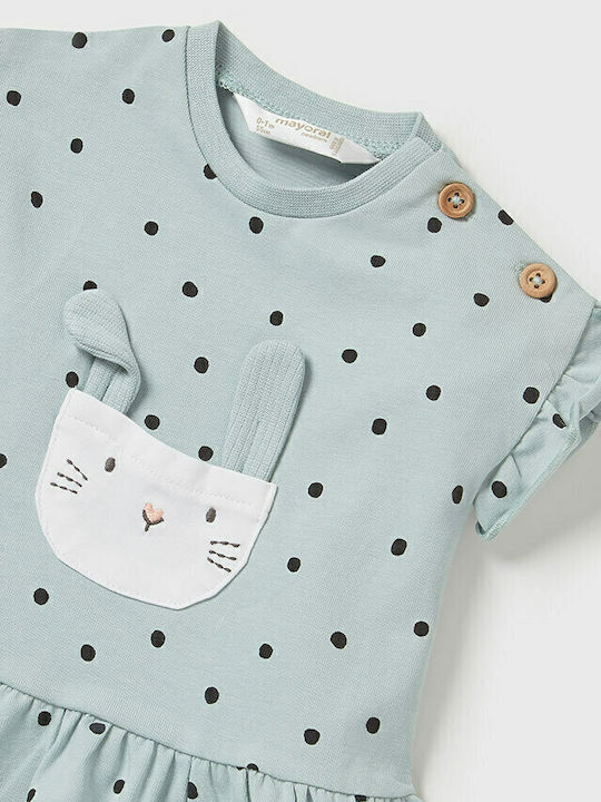 Pocket Bunny Kinderkleid Kurzärmelig Polka Dot Grün