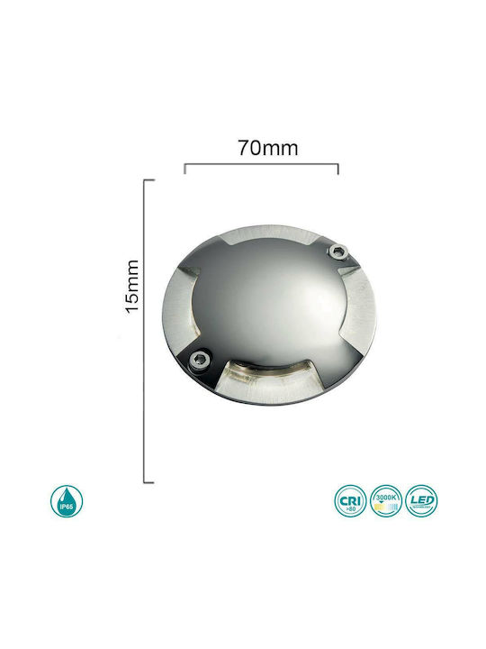 Ondaluce Neo Spot Bodenleuchte LED 1W mit Warmweißem Licht IP65 Silber