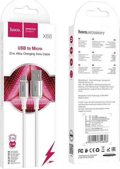 Hoco X66 Regular USB 2.0 to micro USB Cable Λευκό 1m