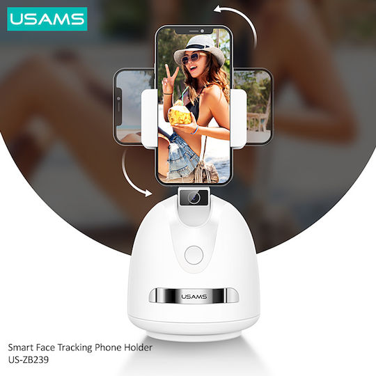 Usams Smart Face Tracking Phone Holder Desk Stand for Mobile Phone in White Colour