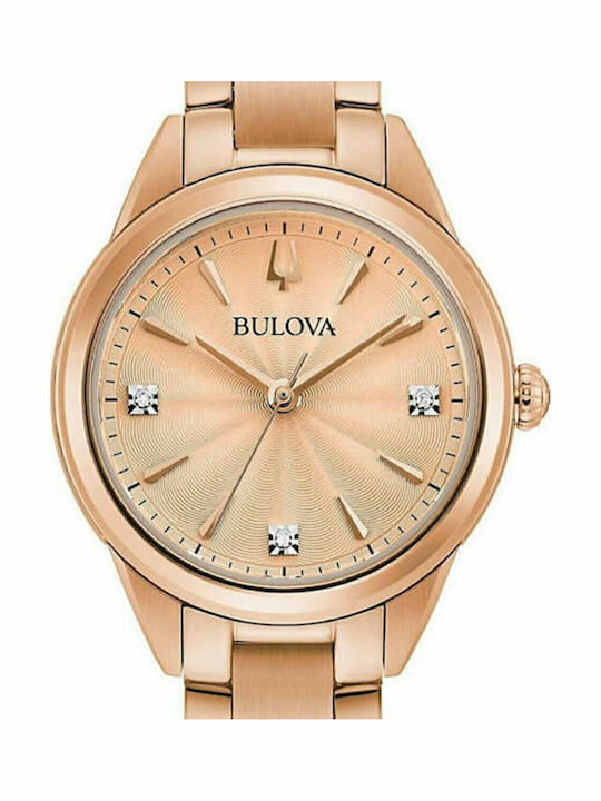 Bulova Sutton Γυναικείο Ρολόι 28mm Μπαταρίας με Ροζ Χρυσό Μεταλλικό Μπρασελέ
