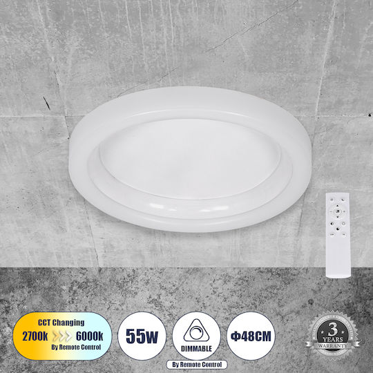 GloboStar Ariana Ceiling Mount Light 48cm White with Integrated LED and Remote Control