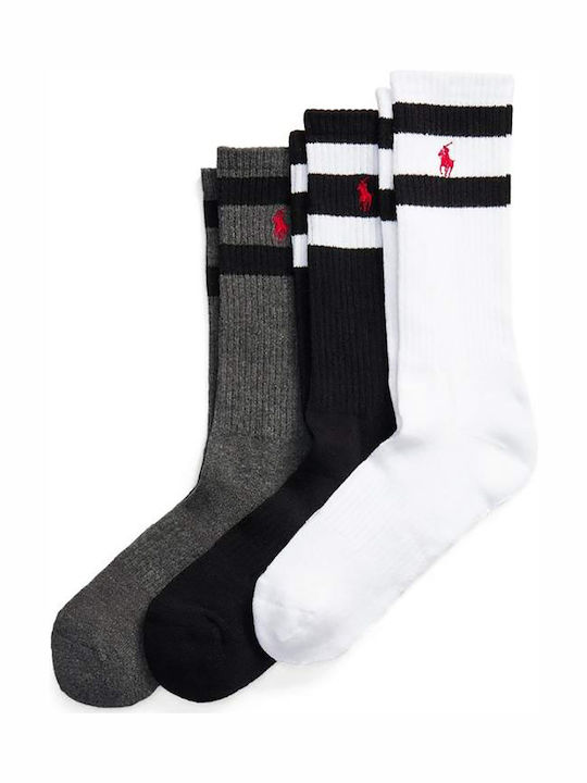 Ralph Lauren Ανδρικές Μονόχρωμες Κάλτσες Black / White / Grey 3Pack