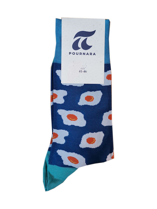 Pournara Eggs Men's Patterned Socks Blue