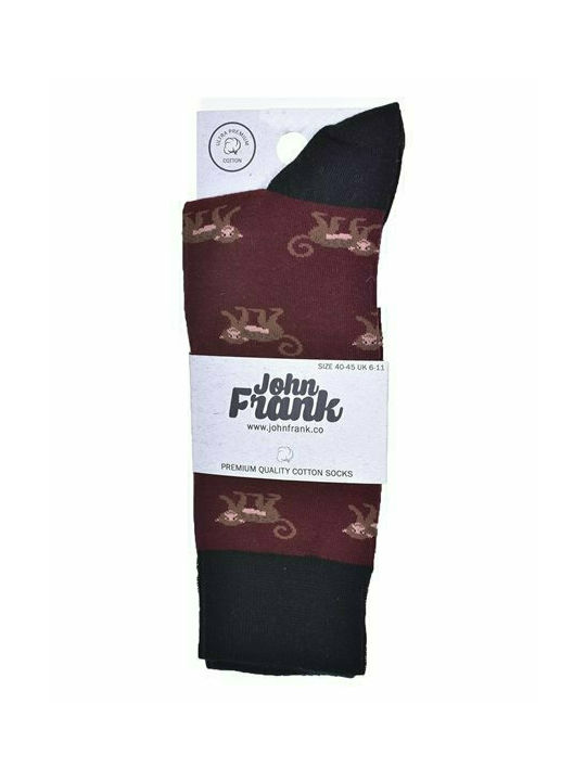 John Frank Monk Men's Patterned Socks Burgundy