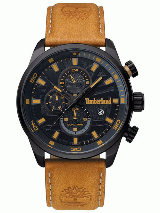 Timberland Henniker II Ανδρικό Ρολόι 46mm Χρονογράφος Μπαταρίας με Καφέ Δερμάτινο Λουράκι