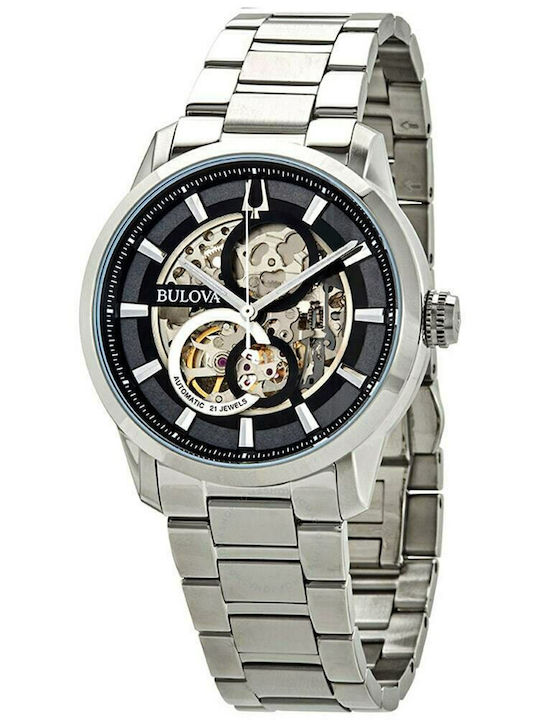 Bulova Sutton Collection Мъжки Часовник 43мм Автоматичен със Сребърна Метална Гривна