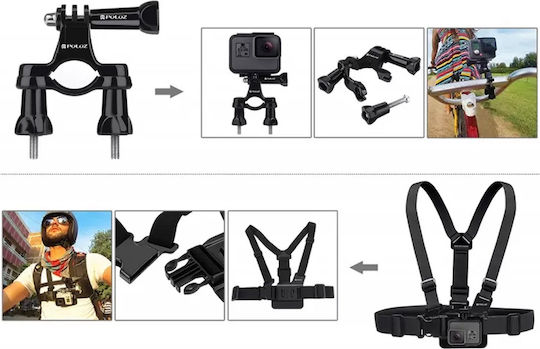 Puluz 50 in 1 Σετ Αξεσουάρ για GoPro Action Camera Fusion / Hero 10 / Hero 11 / Hero 11 Mini / Hero 12 / Hero 2018 / Hero 3 / Hero 3+ / Hero 4 / Hero 4 Session / Hero 5 / Hero 5 Session / Hero 6 / Hero 7 / Hero 8 / Hero 9 / Max