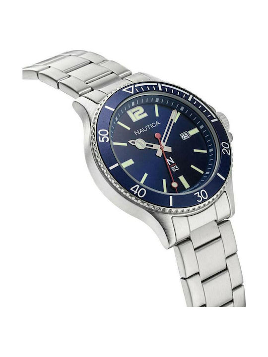 Nautica Men's Watch 43mm Battery with Silver Metal Bracelet