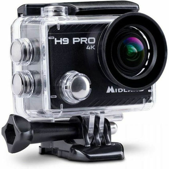 Midland H9 Pro Action Camera 4K Ultra HD Υποβρύχια (με Θήκη) με Οθόνη Αφής 2" και Wi-Fi Μαύρη
