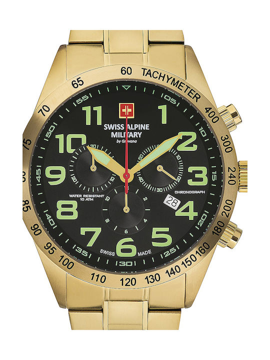 Swiss Alpine Military by Grovana Watch Battery with Gold Metal Bracelet